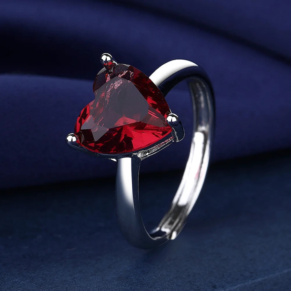 925 Sterling Silver Jewelry Sets For Women Heart Zircon Ring Earrings Necklace Wedding Bridal Elegant Christmas