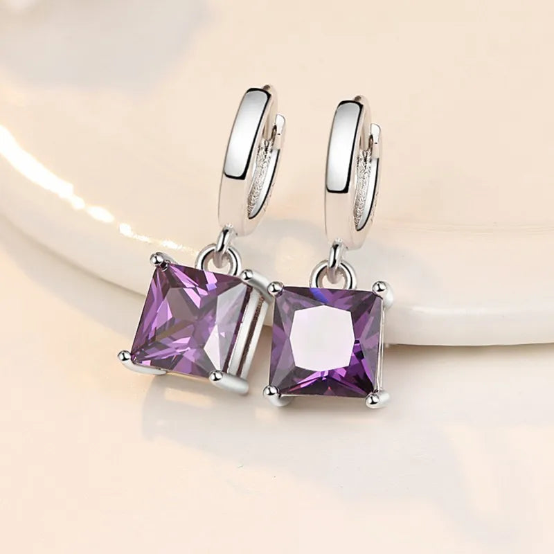 New 925 Sterling Silver Earrings For Women Original Charm Double Hoop Earrings Pave CZ Fine Engagement Anniversary Jewelry Gift