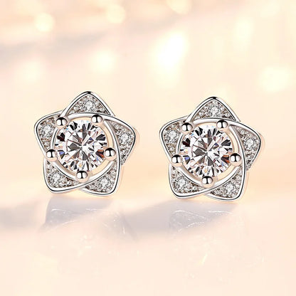 925 Sterling Silver Jewelry Women Fashion Cute Tiny Clear Crystal CZ Stud Earrings Gift for Girls Teens Lady R003