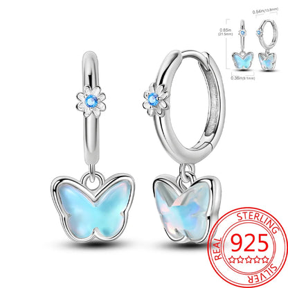 Pink Series 925 Sterling Silver Romantic Flower Butterfly Unicorn Tulip Geometry Earrings Boutique Fine Jewelry Gifts for Women