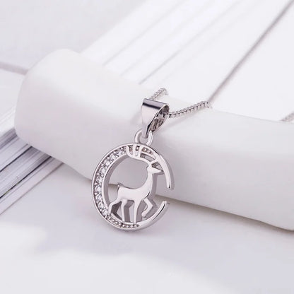 925 Sterling Silver Big Color Stone Pendant Chain Light Crystal Necklace for Women Excellent Jewelry Collarbone Chain 7355