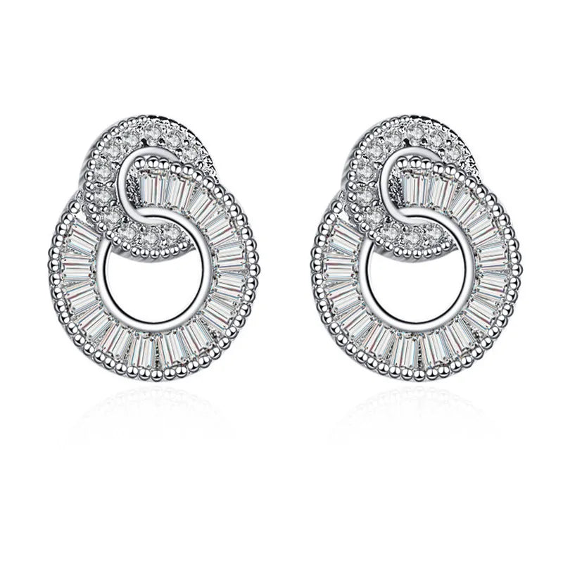 925 Sterling Silver Jewelry Women Fashion Cute Tiny Clear Crystal CZ Stud Earrings Gift for Girls Teens Lady E001