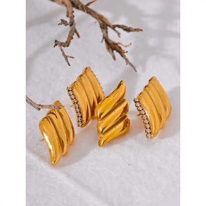 Elysium High Quality Stainless Steel Geometric CZ Stud Earrings Waterproof Zircon Personalized Metal Versatile Jewelry Gala Gift