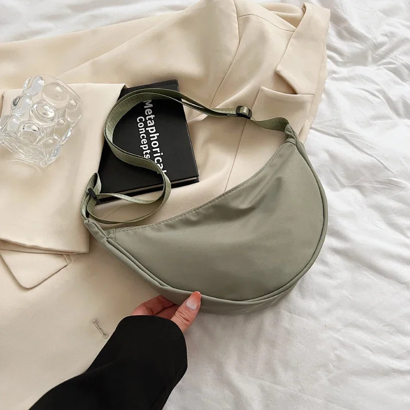 Simple Design Women's Messenger Bag Fashion Ladies Nylon Hobos Small Shoulder Bags Vintage Female Girls Purse Cloth Handbags