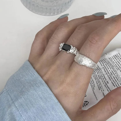 925 Sterling Silver Geometric Multilayer Round Bead Ring Female Fashion Punk Temperament Prevent Allergy Charm Jewelry