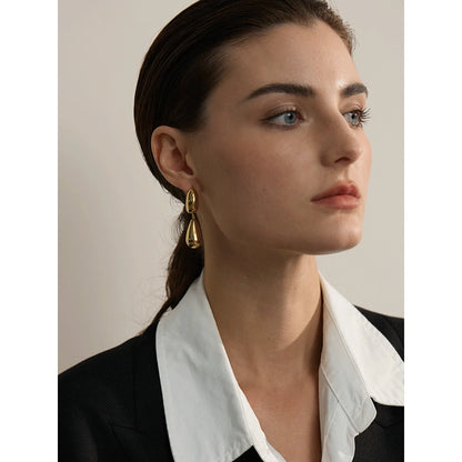 Elysium Charm Stainless Steel Water Drop Teardrop Dangle Earrings Waterproof Metal Statement High Quality Jewelry 18K Gold Plated