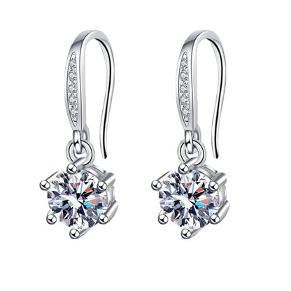 Fine Jewelry 925 Sterling Silver Earrings Inlaid With Zircon Crystal Flower Earrings Charm Jewelry For Women Gift Engagement