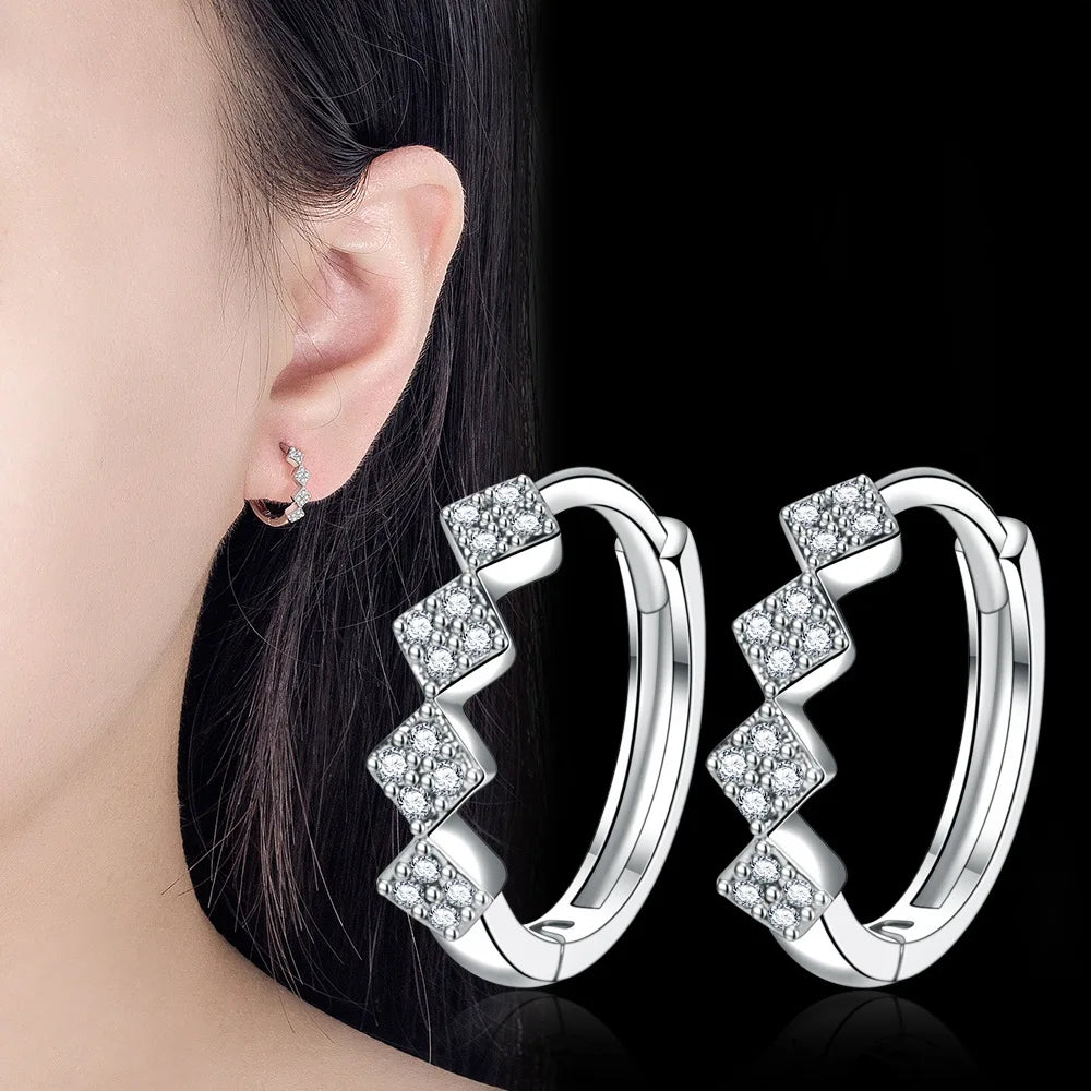925 Sterling Silver Hoop Earrings Moon Star Dreamcatcher Colored Zircon Fine Earring Jewelry Gift For Women