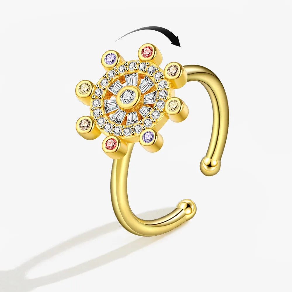 ELYSIUM sunflower fidget ring – rotating relief for daily stress.