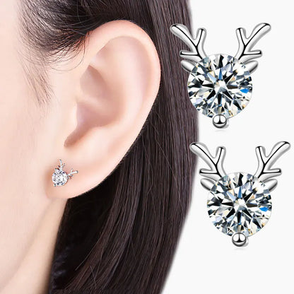 925 Sterling Silver Female Luxury Crystal Round Stud Earrings Vintage Wedding Jewelry White Zircon Stone Earrings For Women