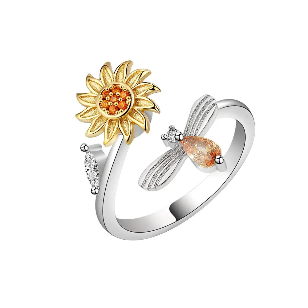 ELYSIUM sunflower fidget ring – rotating relief for daily stress.