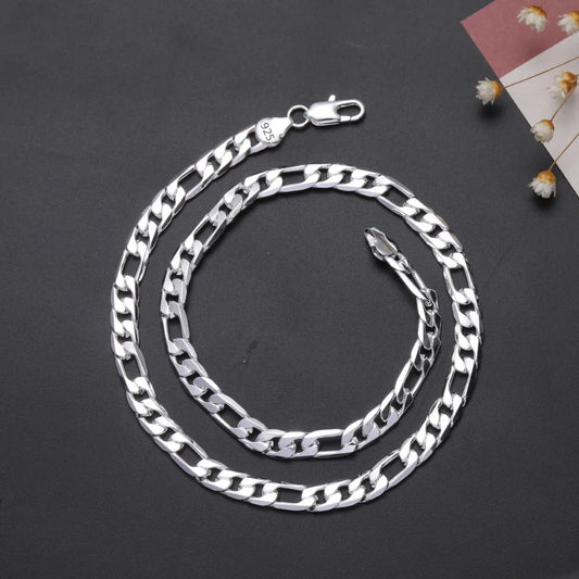 925 Sterling Silver 16--30 Inch Side Chain Necklace For Women Man Fashion Wedding Charm Jewelry