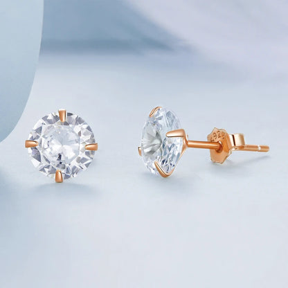 CZ Stud Earrings 925 Sterling Silver Platinum Plated Round Cubic Zirconia Hypoallergenic Earrings 4mm 5mm 6mm 7mm BSE166