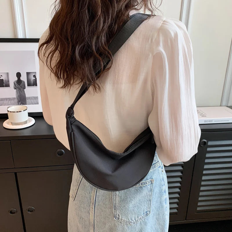 Simple Design Women's Messenger Bag Fashion Ladies Nylon Hobos Small Shoulder Bags Vintage Female Girls Purse Cloth Handbags