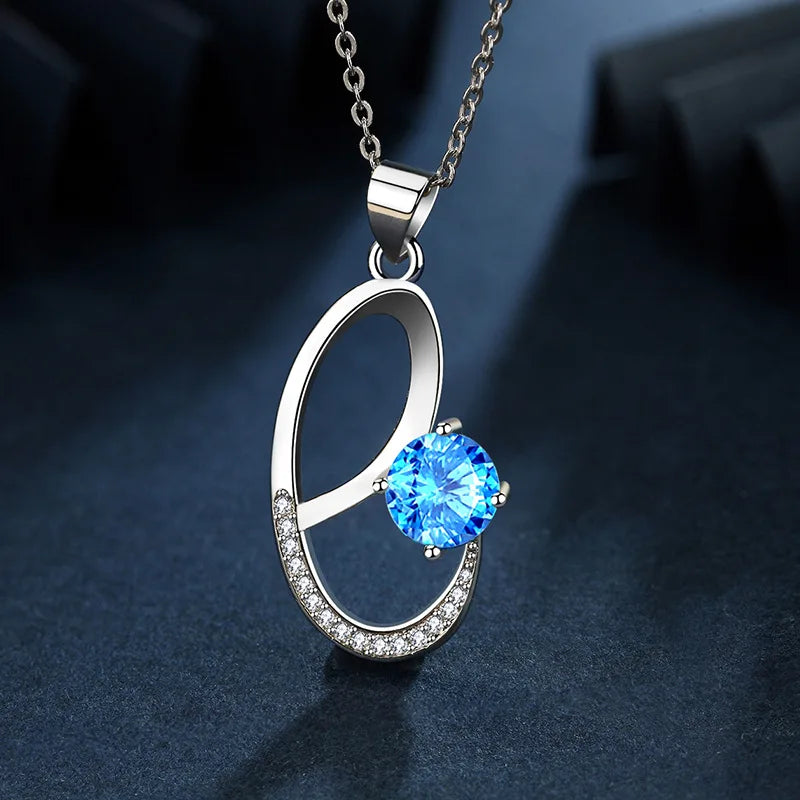 925 Sterling Silver Necklace For Women Round Pendent Sparkling Pave CZ Necklace Fashion Anniversary Birthday Jewelry Gifts