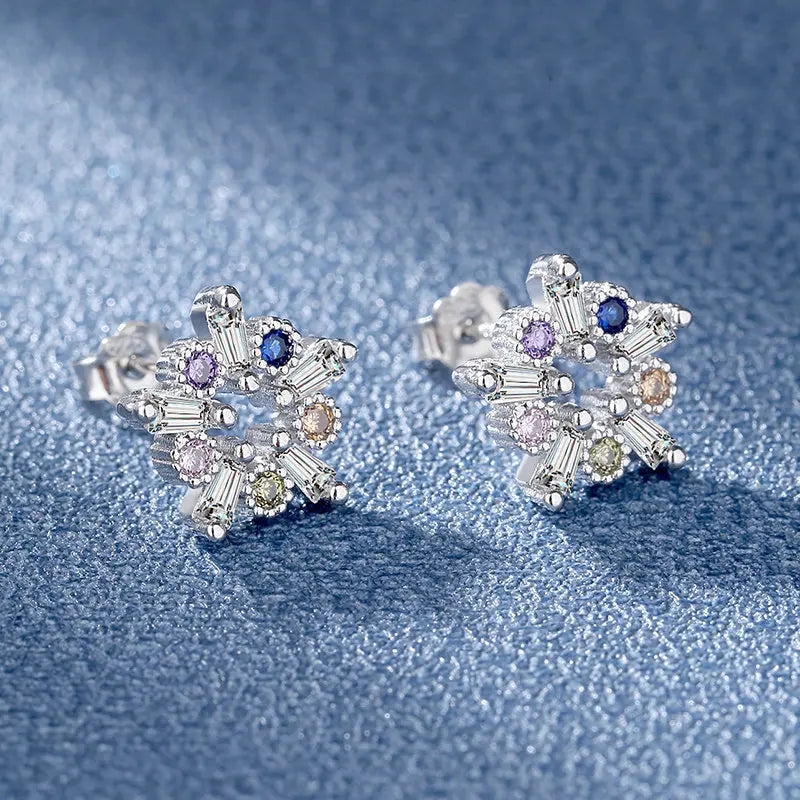 New 925 Silver Women Hoop Earrings Fashion Pendientes Gift For Female Girl Sparkling Pave CZ U Heart Shape Star Moon Earring