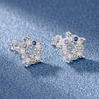 New 925 Silver Women Hoop Earrings Fashion Pendientes Gift For Female Girl Sparkling Pave CZ U Heart Shape Star Moon Earring