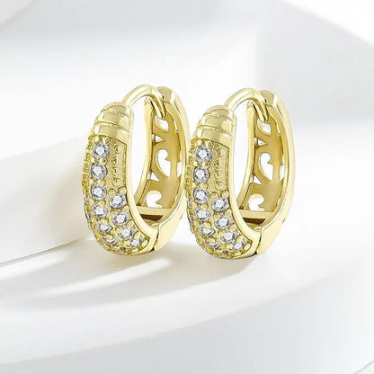 925 Sterling silver needle Earrings Fashion High Quality Jewelry Double Row Crystal Zircon Round Stud H570