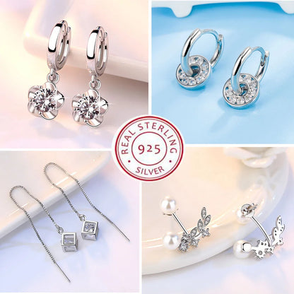 925 Sterling Silver Hoop Earrings Moon Star Dreamcatcher Colored Zircon Fine Earring Jewelry Gift For Women