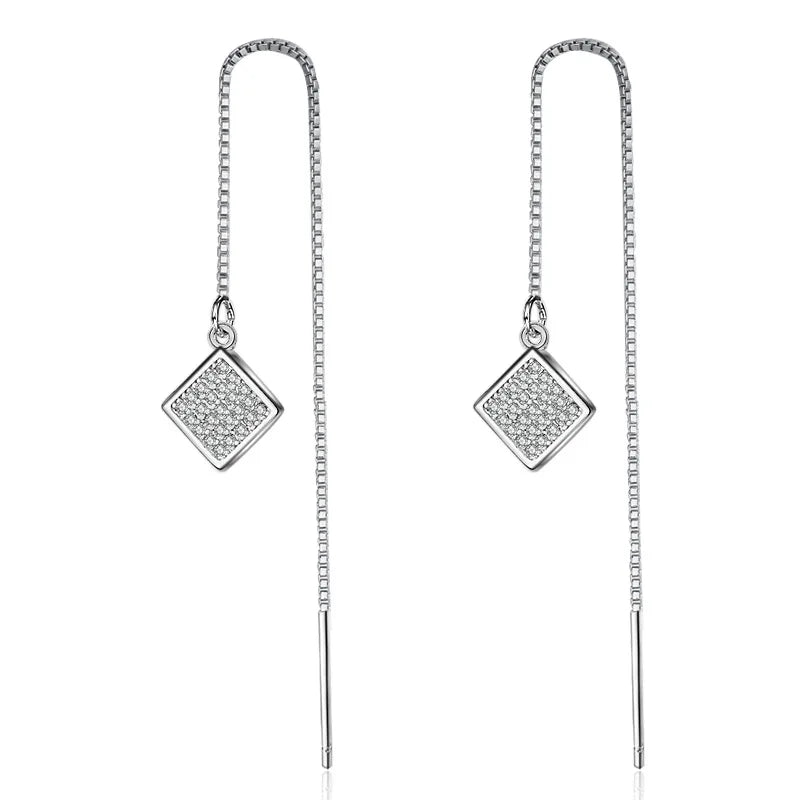 New 925 Sterling Silver Earrings For Women Original Charm Double Hoop Earrings Pave CZ Fine Engagement Anniversary Jewelry Gift