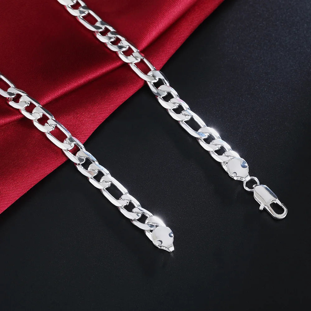 925 Sterling Silver 16--30 Inch Side Chain Necklace For Women Man Fashion Wedding Charm Jewelry