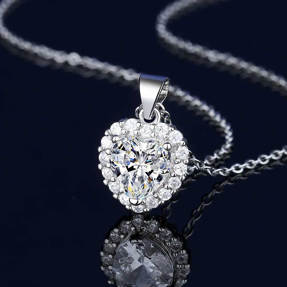 Solitaire Lab Diamond Jewelry set 925 Sterling Silver Party Wedding Rings Earrings Necklace For Women Bridal Moissanite Jewelry