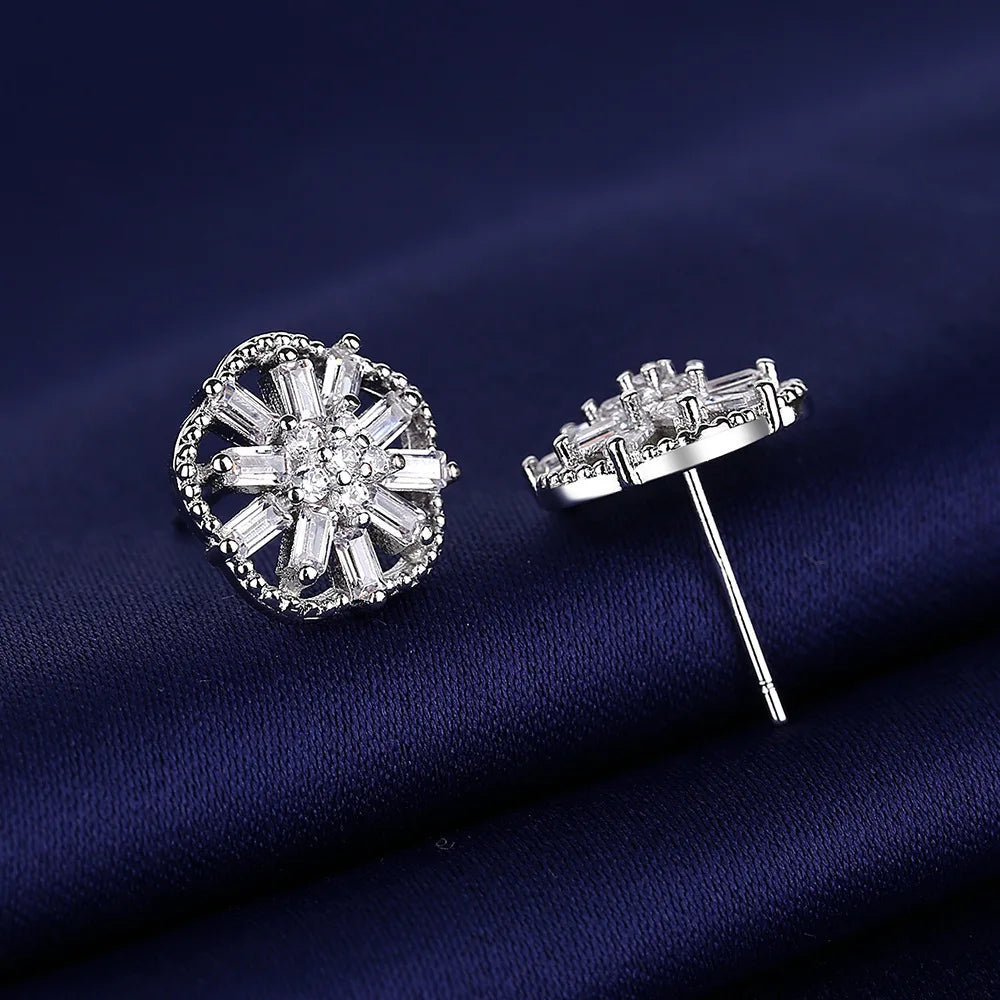 New 925 Silver Women Hoop Earrings Fashion Pendientes Gift For Female Girl Sparkling Pave CZ U Heart Shape Star Moon Earring