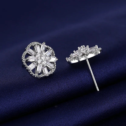 New 925 Silver Women Hoop Earrings Fashion Pendientes Gift For Female Girl Sparkling Pave CZ U Heart Shape Star Moon Earring