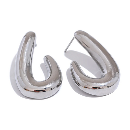 Elysium 316l Stainless Steel Geometric Textured Stud Earrings Prevent Allergy 18K PVD Plated Metal Simple Jewelry for Women Gift