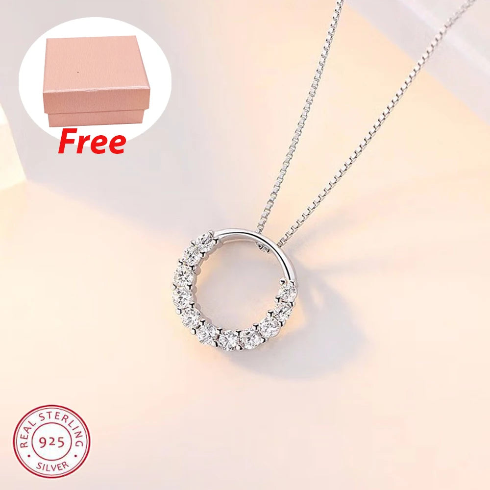 925 Sterling Silver Winter Collection Sparkling Love Necklace Fit DIY Women Fashion Original Jewelry Gift