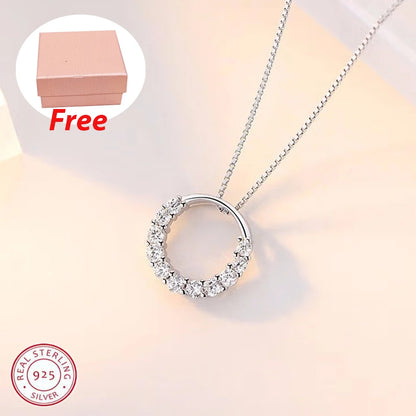 925 Sterling Silver Winter Collection Sparkling Love Necklace Fit DIY Women Fashion Original Jewelry Gift