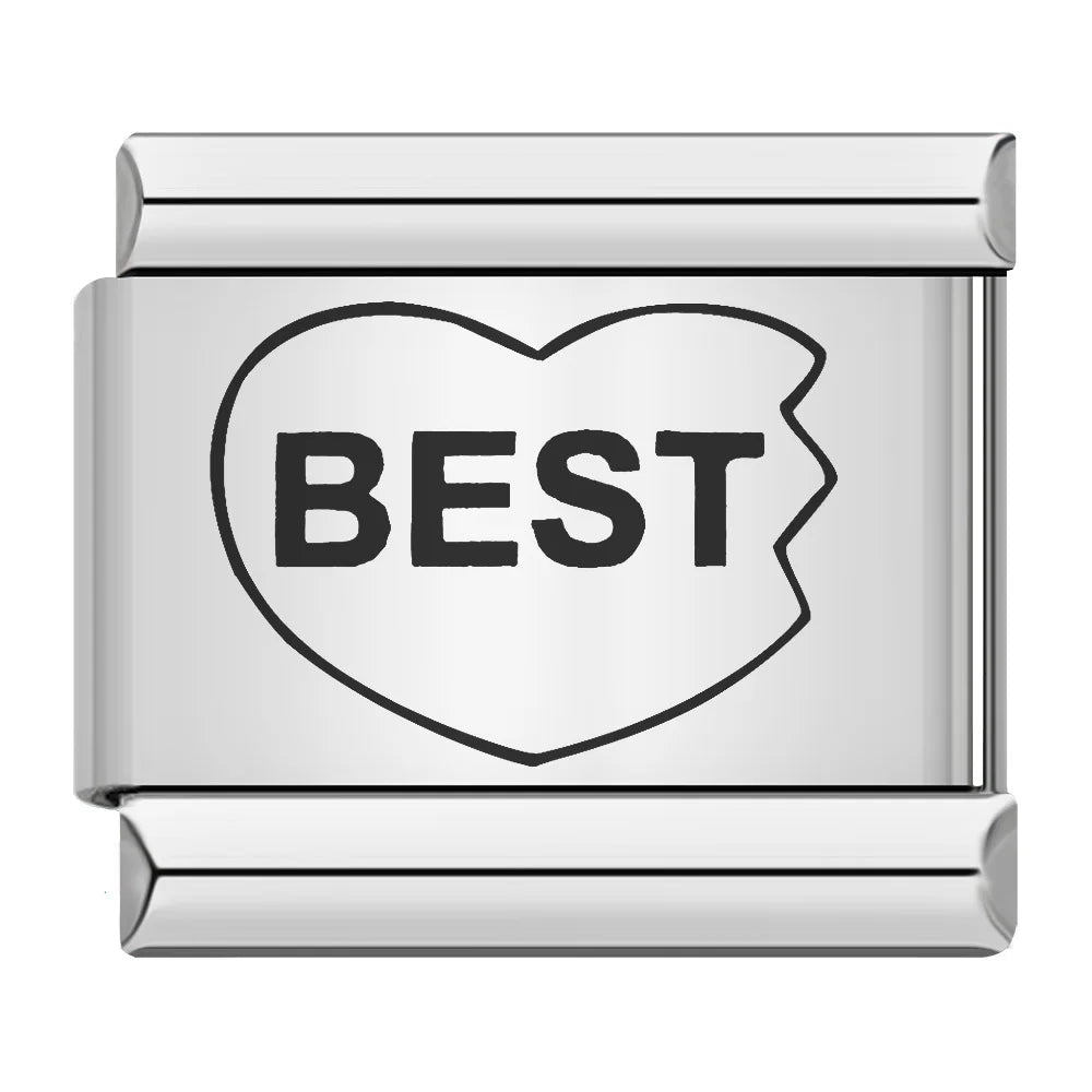 BestFriend Lovers Footprints I Love series Italian Charm Modular Links Fit 9mm Bracelets Stainless Steel Jewelry DIY Hand Making