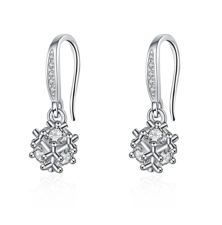Fine Jewelry 925 Sterling Silver Earrings Inlaid With Zircon Crystal Flower Earrings Charm Jewelry For Women Gift Engagement