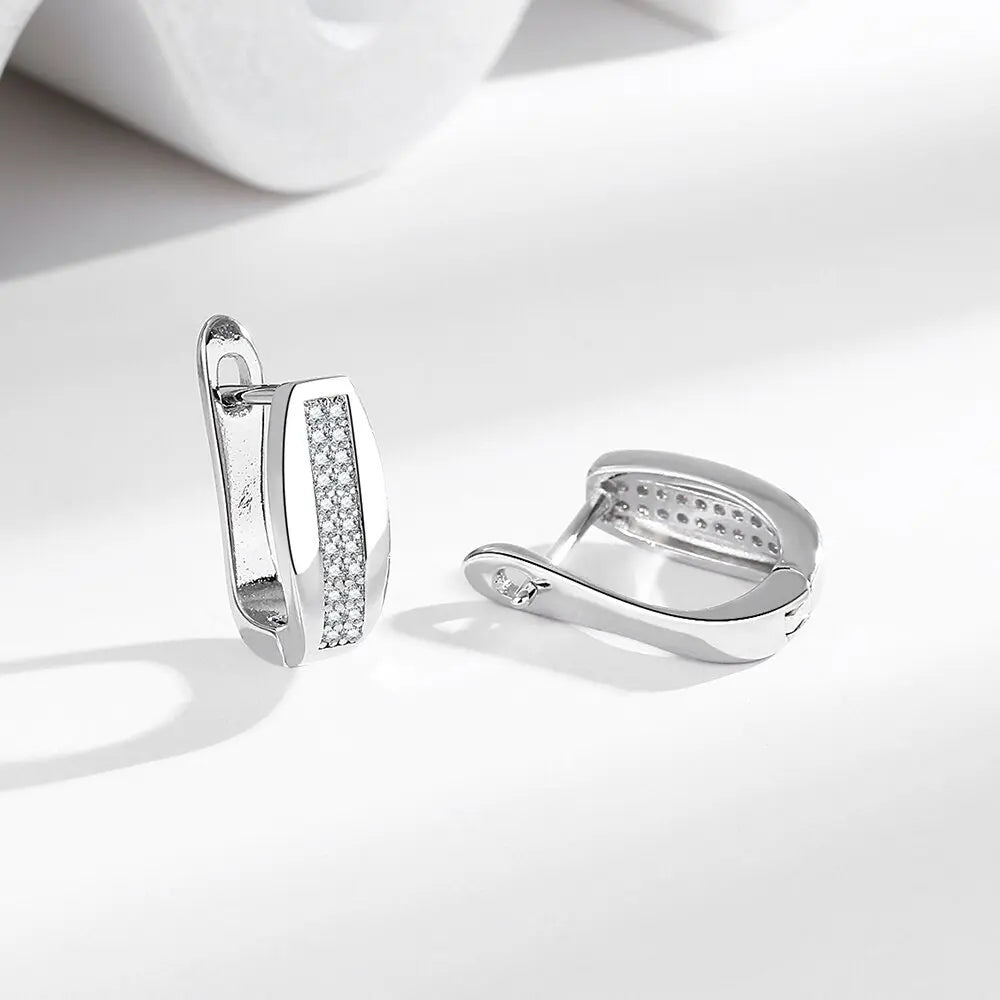 925 Sterling silver needle Earrings Fashion High Quality Jewelry Double Row Crystal Zircon Round Stud H570