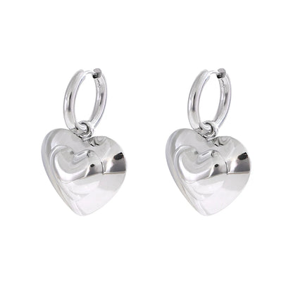 Elysium Exquisite Hollow Smooth Stereoscopic Heart Love Drop Dangle Daily Hoop Earrings Waterproof Stainless Steel Jewelry Women