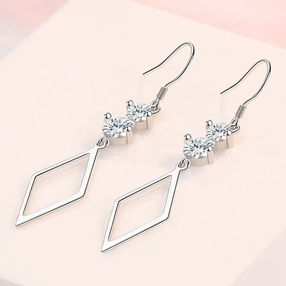 925 Sterling Silver Earrings For Women Original Charm Double Hoop Earrings Pave CZ Fine Engagement Anniversary Jewelry Gift