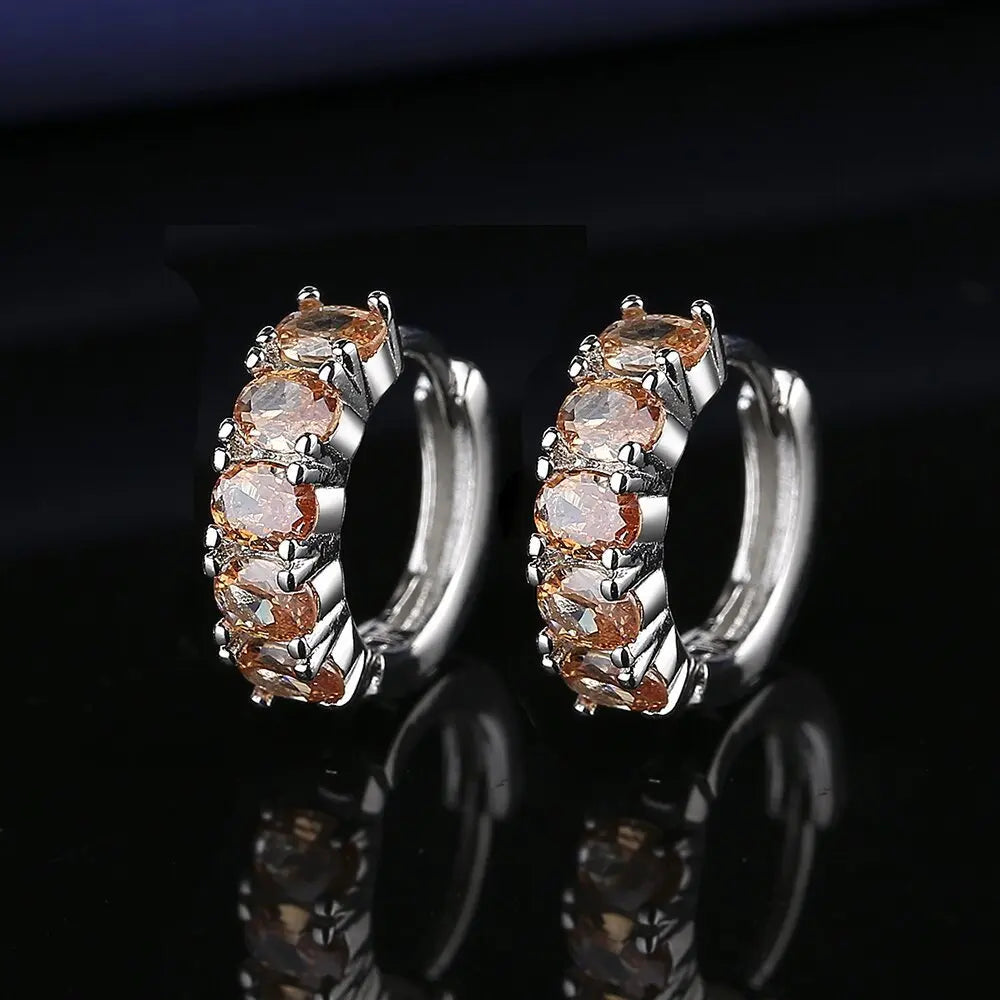 925 Sterling Silver Jewelry Women Fashion Cute Tiny Clear Crystal CZ Stud Earrings Gift for Girls Teens Lady E001