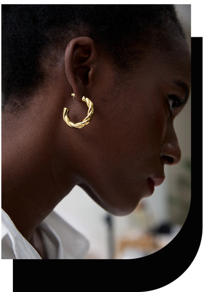 Elysium Stainless Steel C Shape Geometric Twisted Unusual Earrings Gold Silver Color Metal Women Daily Wear Jewelry High Quality