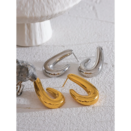 Elysium 316l Stainless Steel Geometric Textured Stud Earrings Prevent Allergy 18K PVD Plated Metal Simple Jewelry for Women Gift