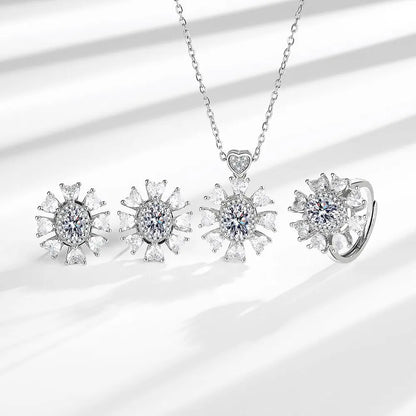 925 Sterling Silver Jewelry Sets For Women Heart Zircon Ring Earrings Necklace Wedding Bridal Elegant Christmas