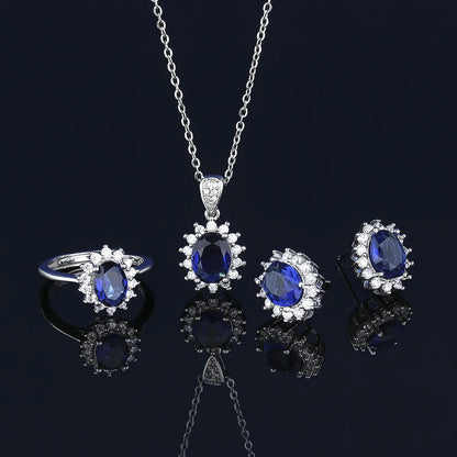 925 Sterling Silver Elegant Jewelry Sets Ring Earrings Necklace For Women Rectangle Geometry Zircon Wedding Accessories
