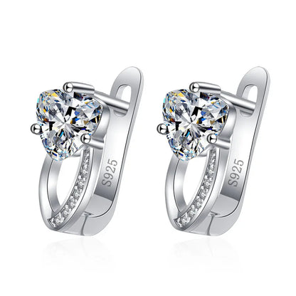 925 Sterling Silver Earrings Jewelry High Quality Retro Simple Pattern Purple White Zircon Earrings Hot Sale