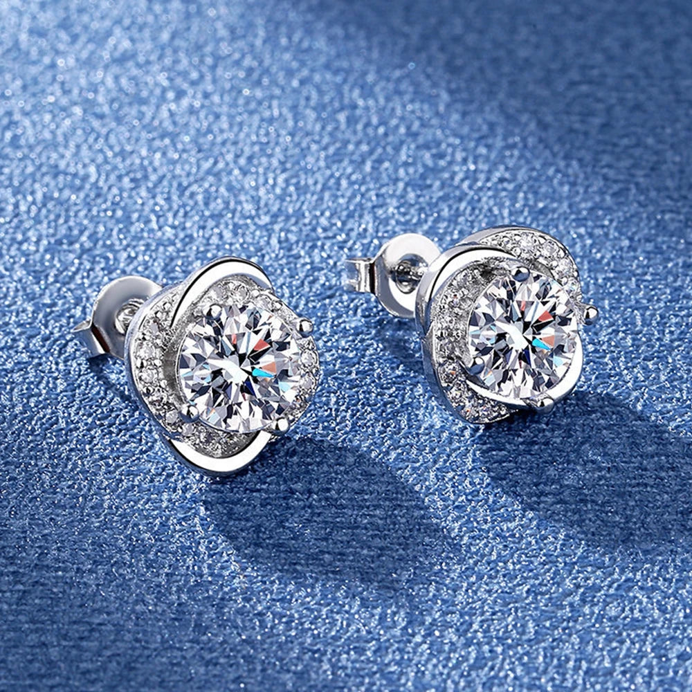 New 925 Sterling Silver Shining Zircon Earrings Women's Circle Round Earrings Fashionable and Elegant Jewelry Birthday Gift