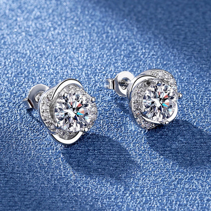 New 925 Sterling Silver Shining Zircon Earrings Women's Circle Round Earrings Fashionable and Elegant Jewelry Birthday Gift