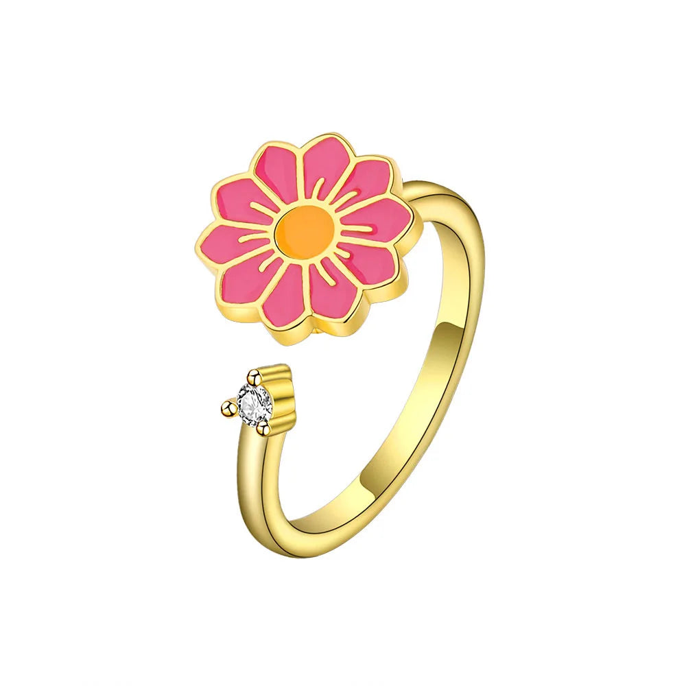 ELYSIUM sunflower fidget ring – rotating relief for daily stress.