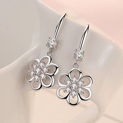 New 925 Sterling Silver Earrings For Women Original Charm Double Hoop Earrings Pave CZ Fine Engagement Anniversary Jewelry Gift