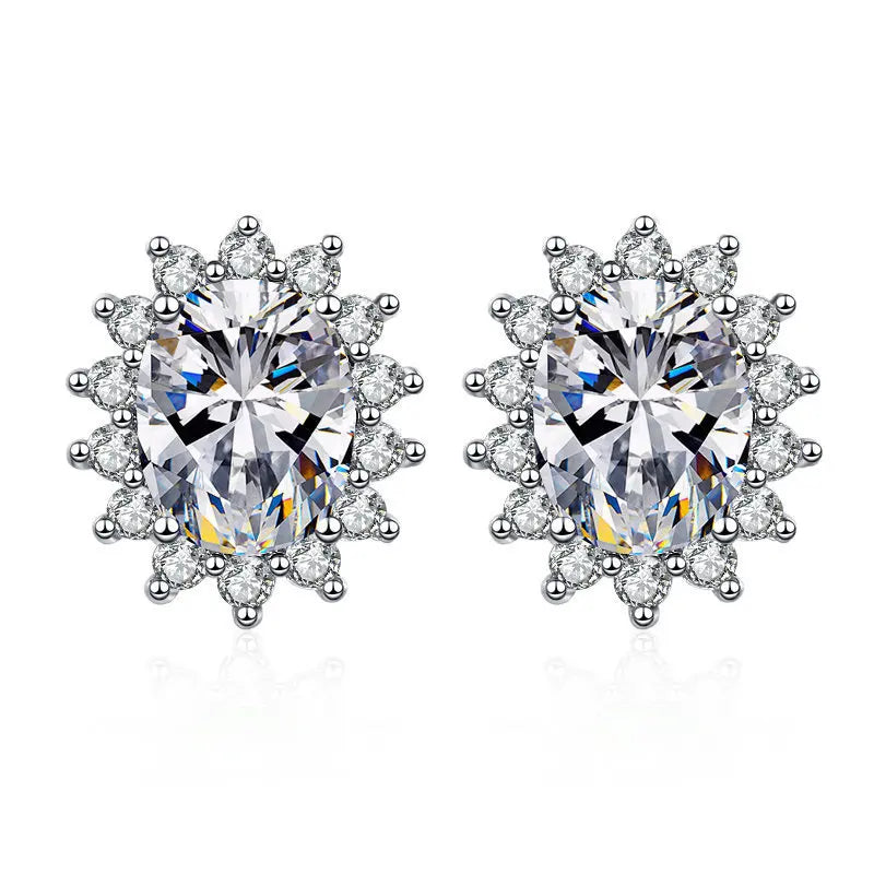 925 Sterling Silver Jewelry Women Fashion Cute Tiny Clear Crystal CZ Stud Earrings Gift for Girls Teens Lady E001