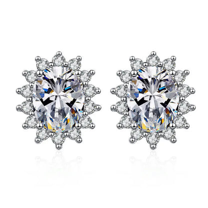 925 Sterling Silver Jewelry Women Fashion Cute Tiny Clear Crystal CZ Stud Earrings Gift for Girls Teens Lady E001