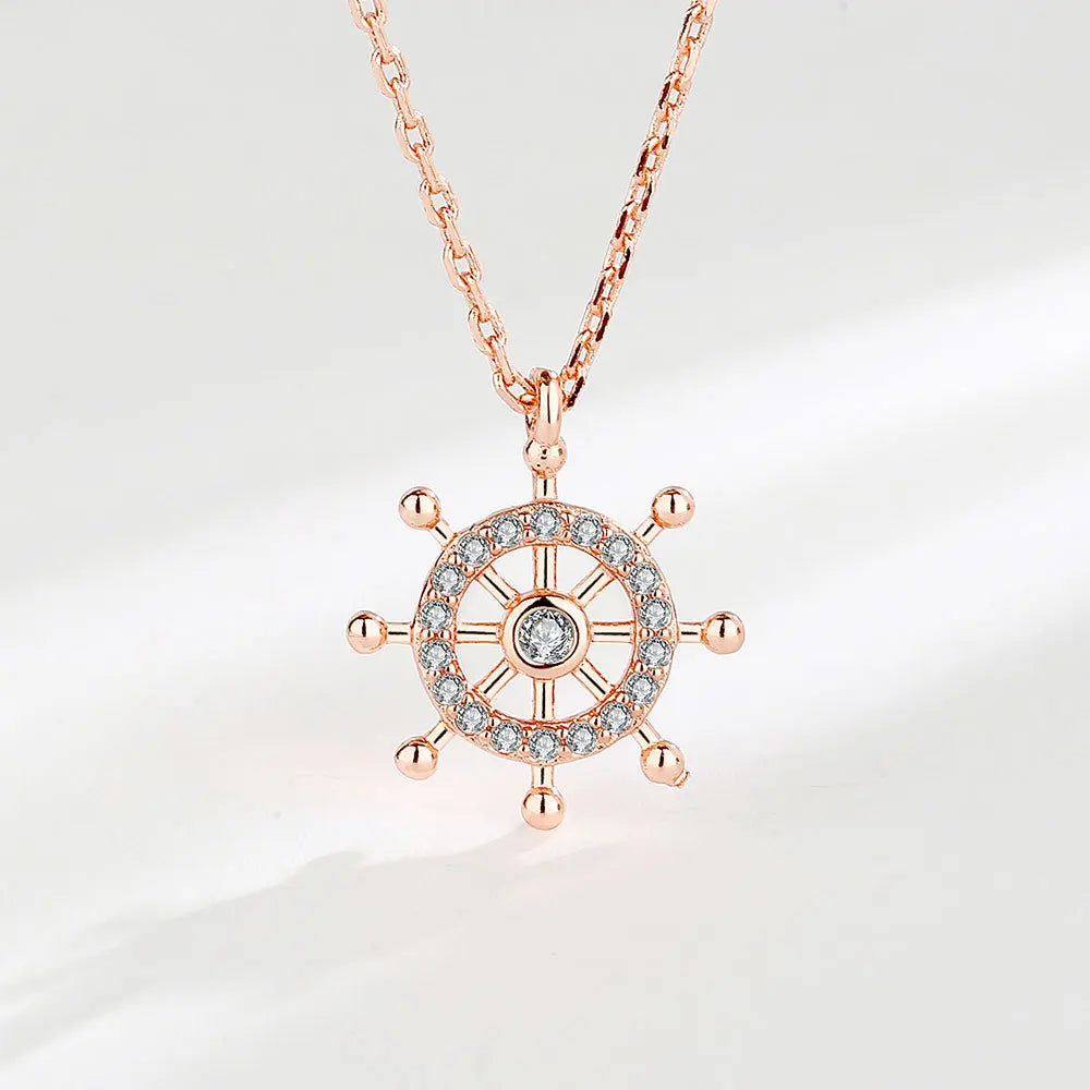 925 Sterling Silver Big Color Stone Pendant Chain Light Crystal Necklace for Women Excellent Jewelry Collarbone Chain 7355