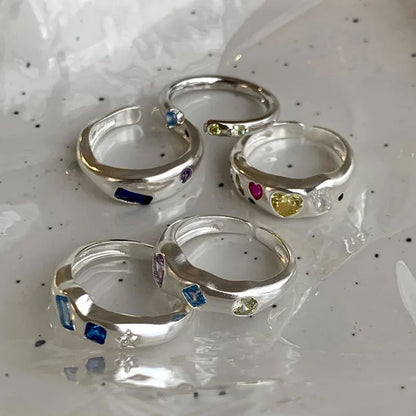 925 Sterling Silver Geometric Multilayer Round Bead Ring Female Fashion Punk Temperament Prevent Allergy Charm Jewelry